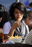 Rihanna having lunch candid