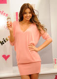 Miranda Kerr in pink mini skirt and pink blouse shows her legs and cleavage at launch of Victoria's Secret's Heavenly Kiss fragrance at the Victoria's Secret store at the Grove in Los Angeles